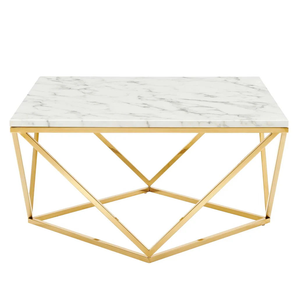 Luxury Marble & Gold Metal Center Table