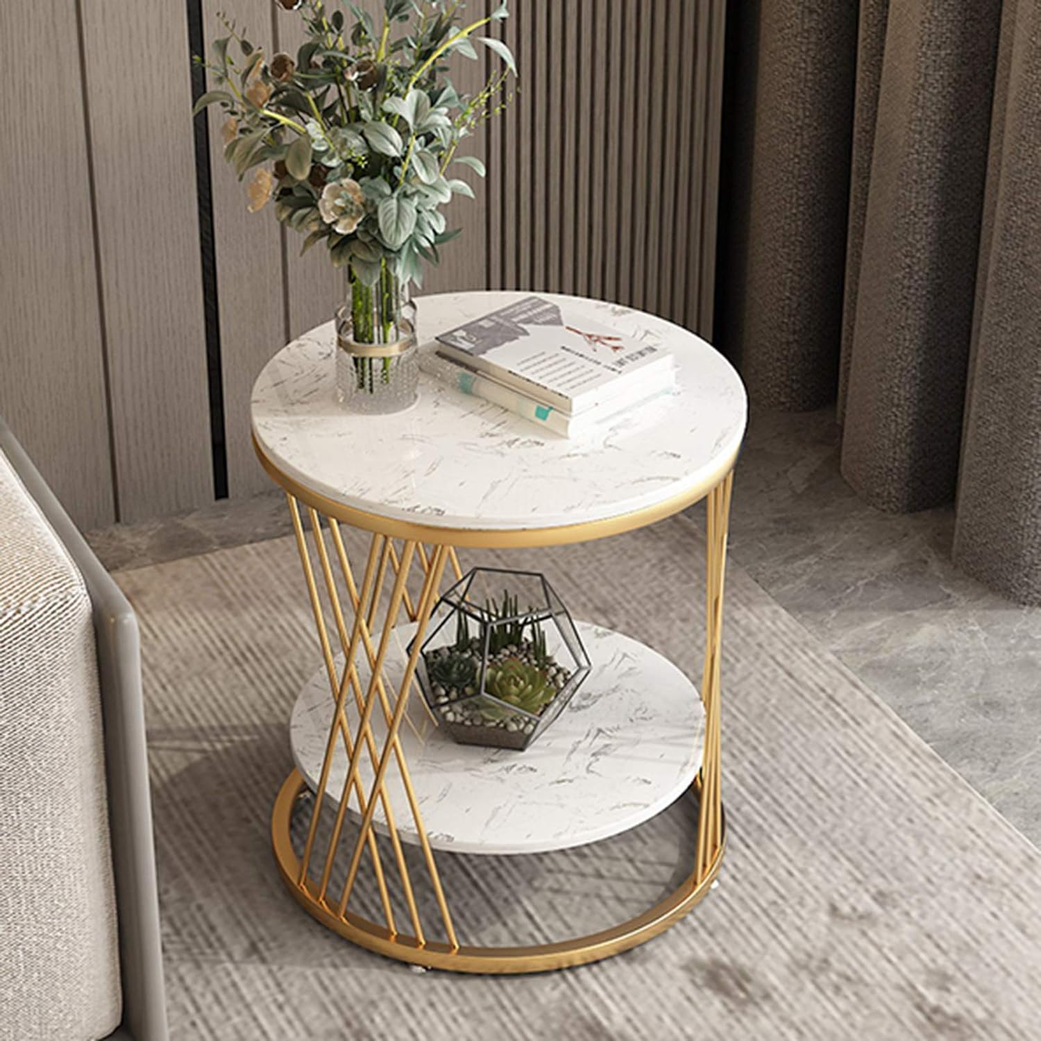 2-tier Modern Round End Coffee Table