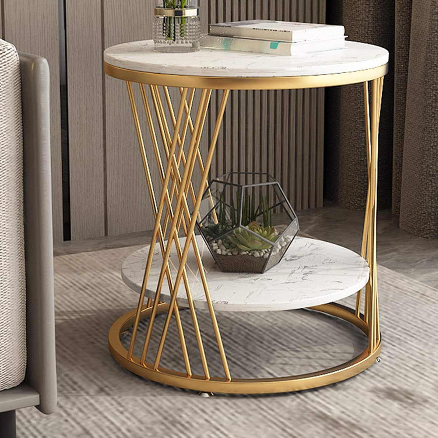 2-tier Modern Round End Coffee Table