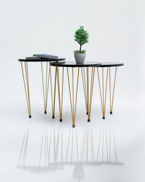 3 Piece Coffee Table with Wire Shaped