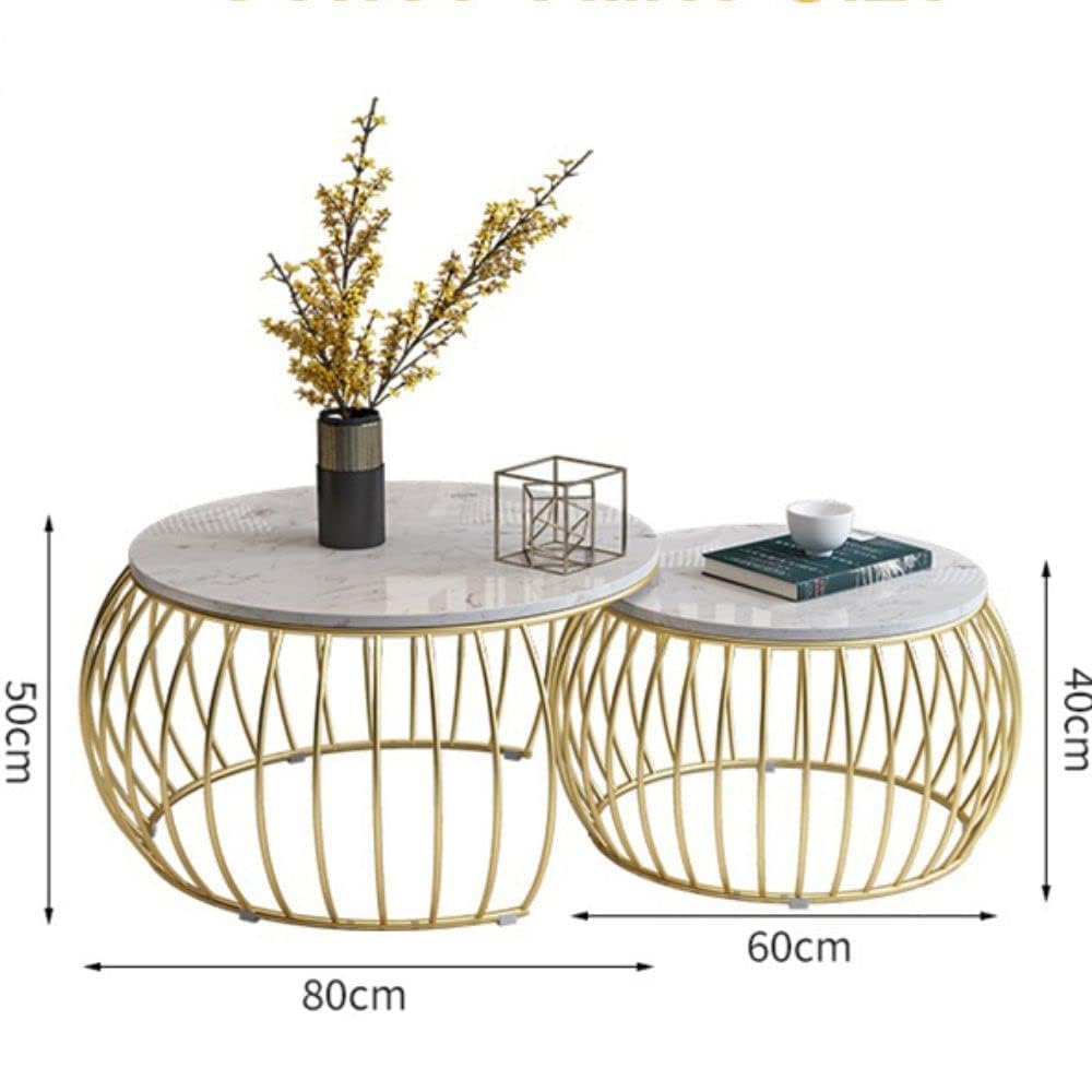 Luxury Black Marble & Gold Nesting Coffee Table Set – 2 Pieces