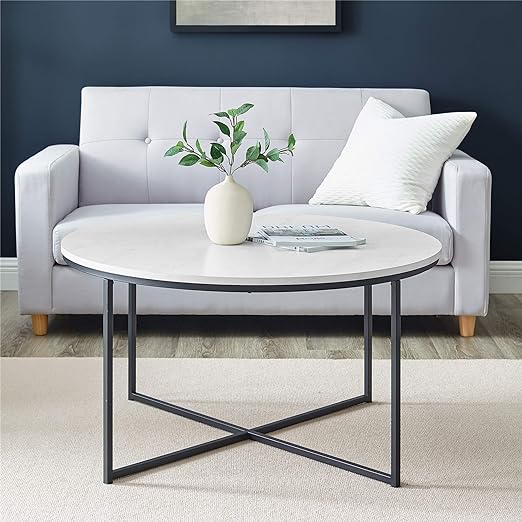 Style meets practical with this mid century modern inspired round coffee table