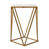 Modern Geometric Marble Top Side Table with Gold Metal Base