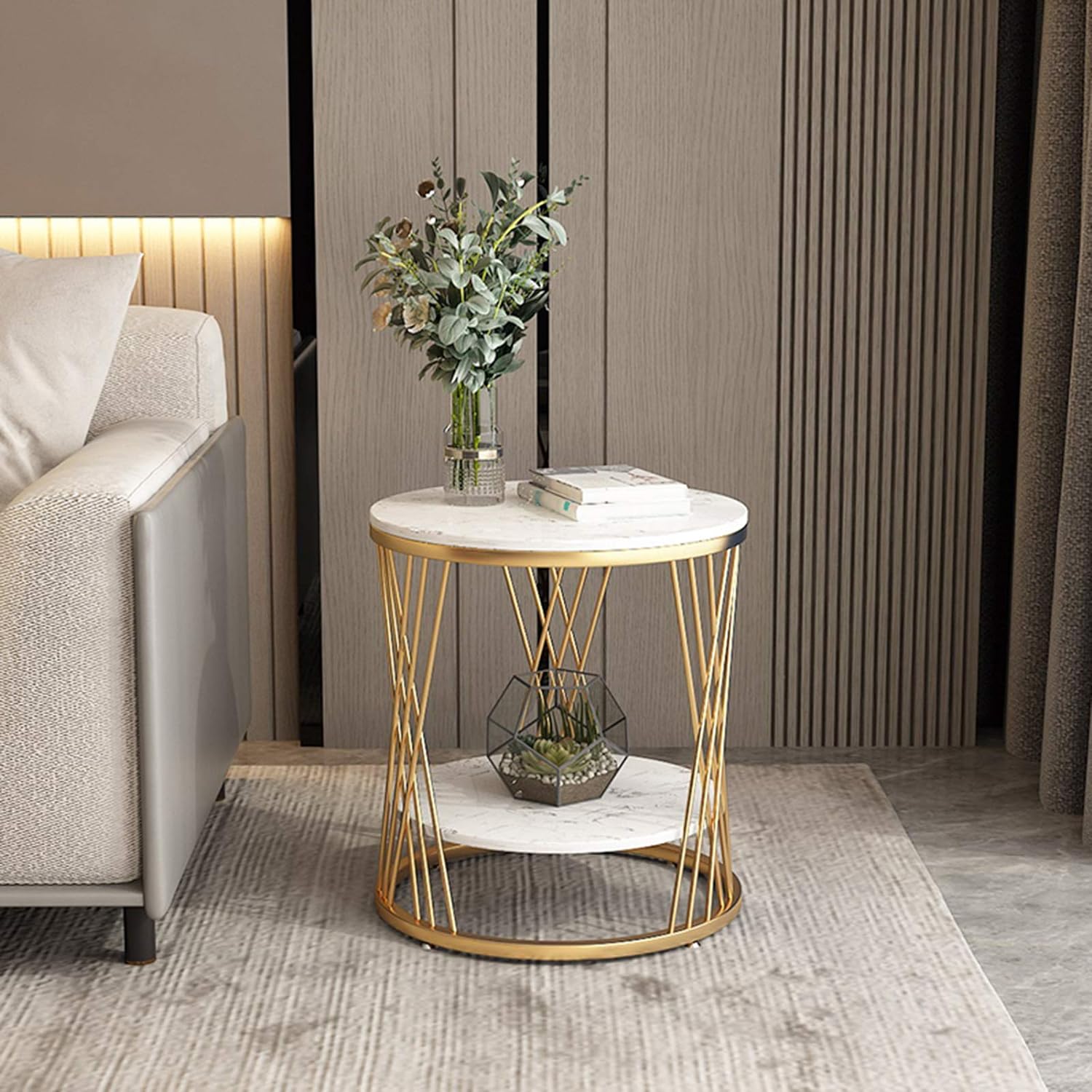 2-tier Modern Round End Coffee Table