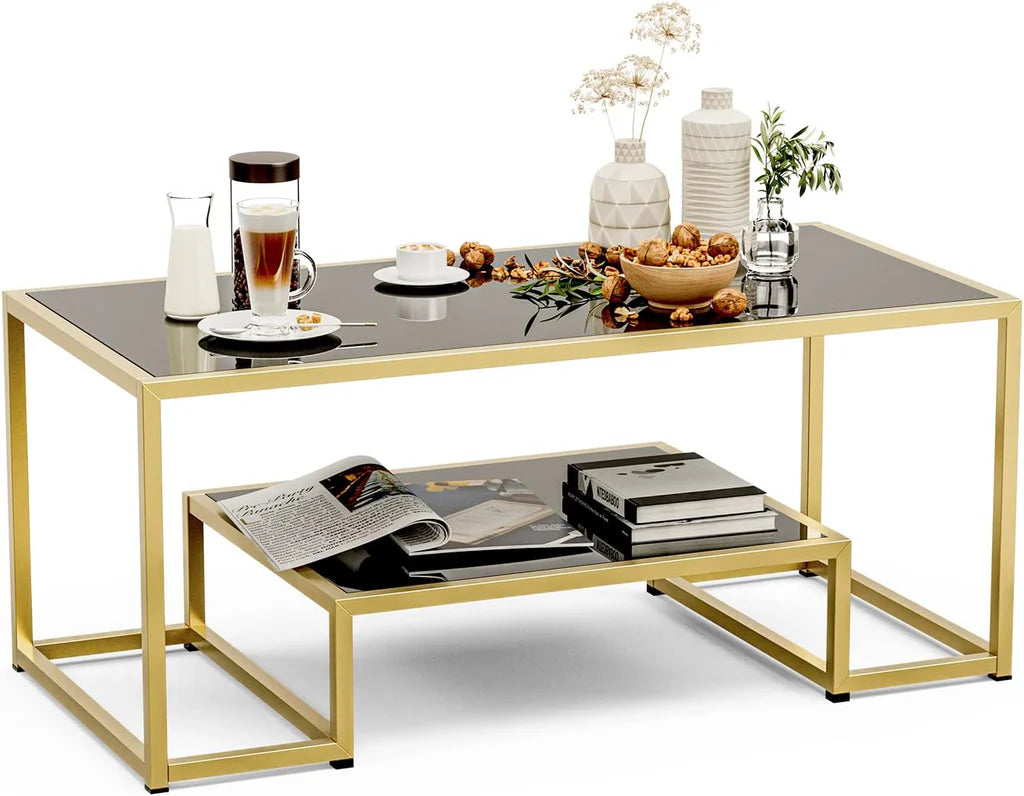 Modern Design Marble Texture Center Table Gold Paint Finish.