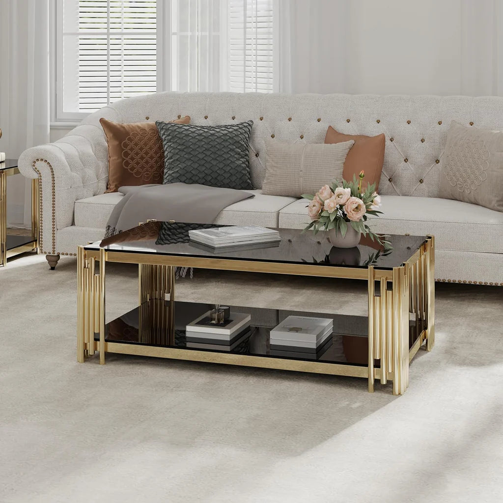 Luxury Gold Metal & GlassCenter Table