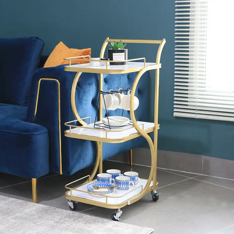 Modern 3-Tier S-Shaped Tea Trolley