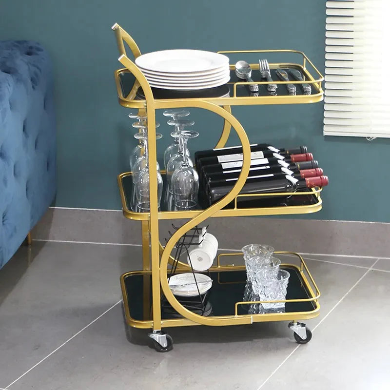 Modern 3-Tier S-Shaped Tea Trolley