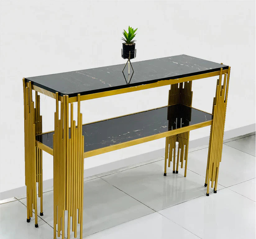 Console Table Entryway Table Gold Legs Rectangle Narrow Rods