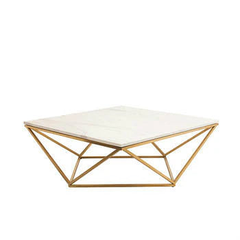 Luxury Marble & Gold Metal Center Table